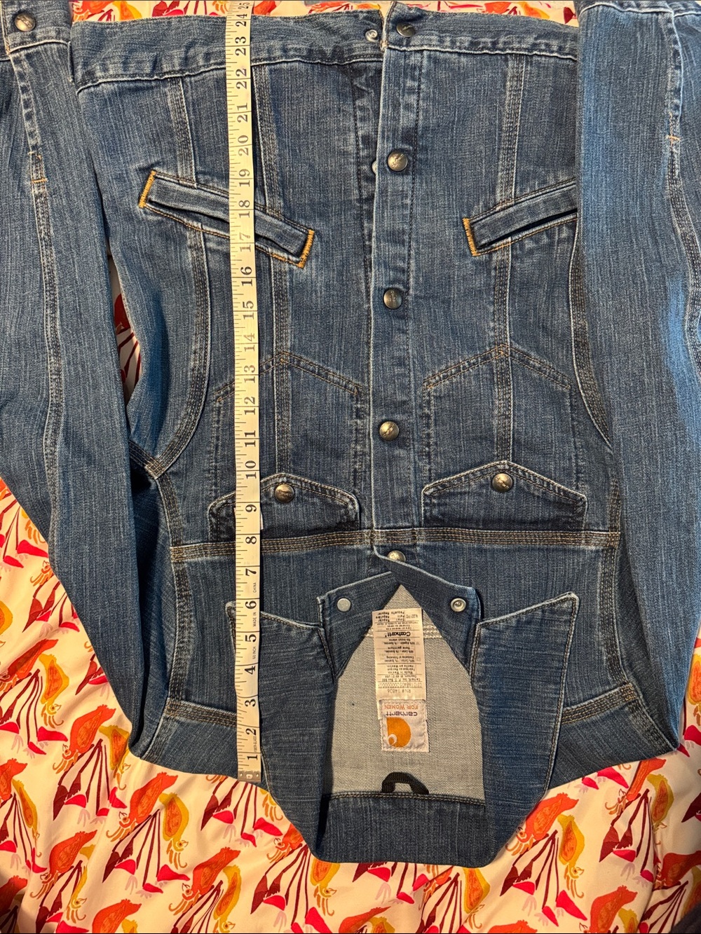 Carhartt Blue Denim Work Jacket with Snap Front
